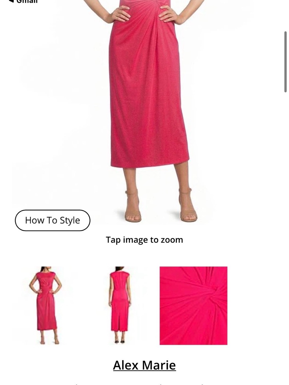 Alex Marie Hot Pink Twist-Front Midi Skirt